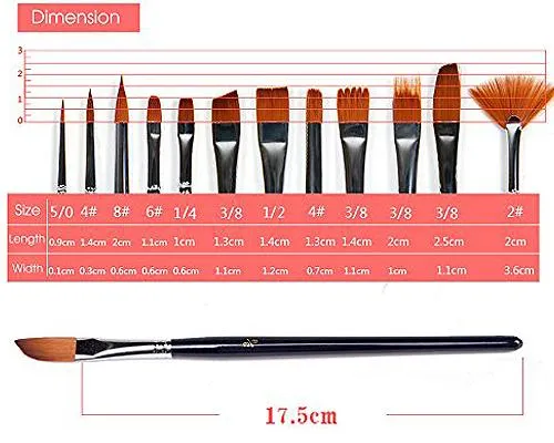 12 Pieces Artist Paint Brushes Set