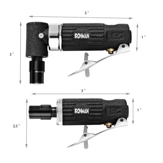 2 Pcs 1/4" Straight and Right Angled Air Die Grinder