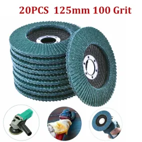 20PCS 100 Grit Flap Sanding Discs for Metal & Wood, 125mm