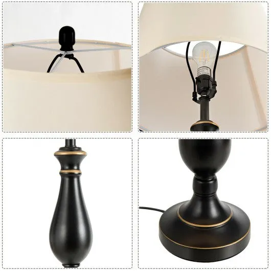 3 pcs Brushed Nickel Lamp Set-Black