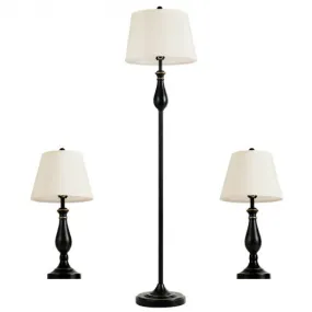 3 pcs Brushed Nickel Lamp Set-Black