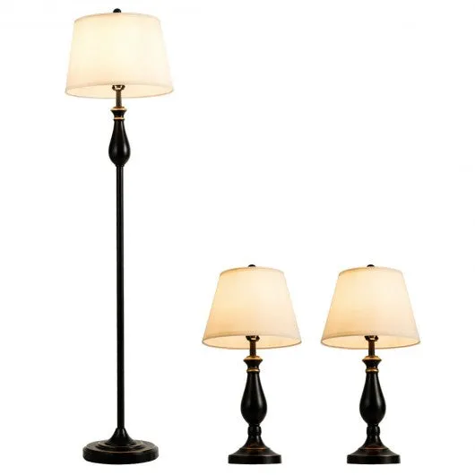 3 pcs Brushed Nickel Lamp Set-Black