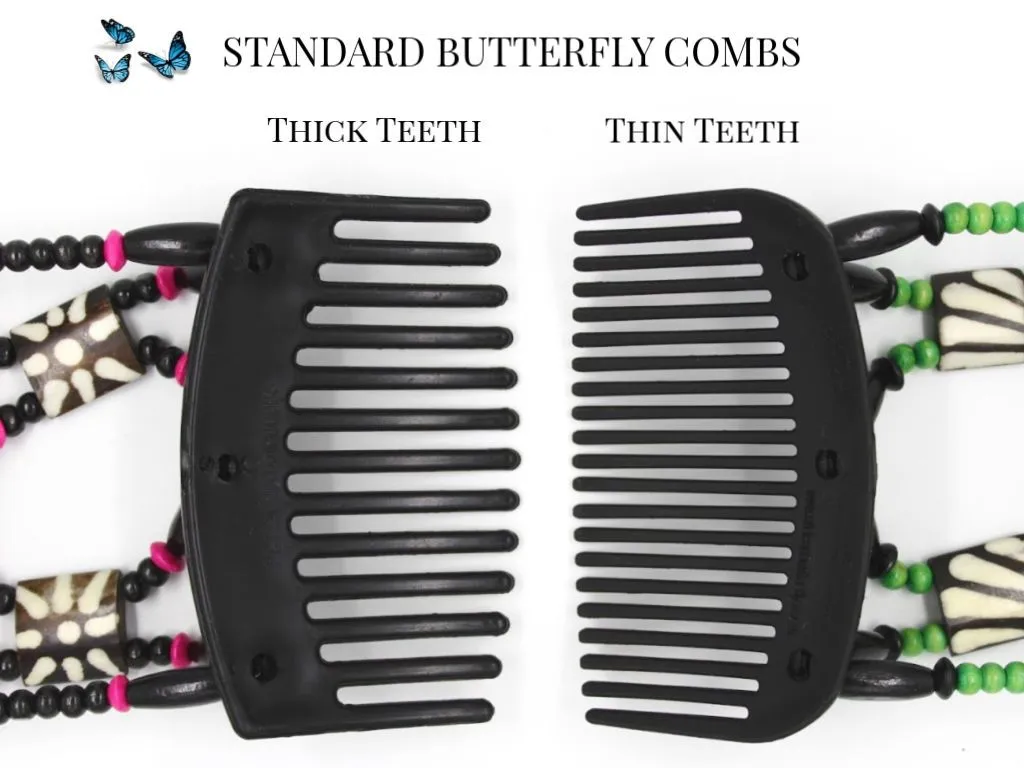 African Butterfly Thick Hair Comb - Dalena Brown 106