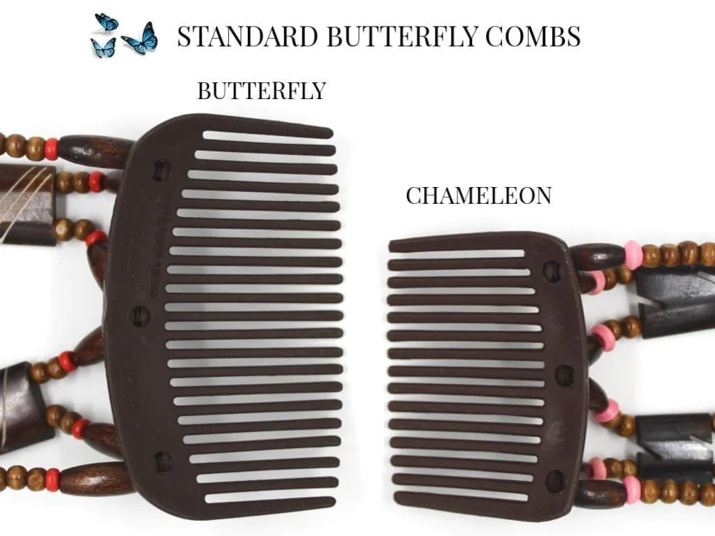 African Butterfly Thick Hair Comb - Ndalena Brown 175