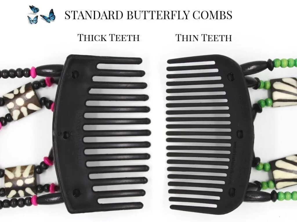 African Butterfly Thick Hair Comb - Ndalena Clear 106