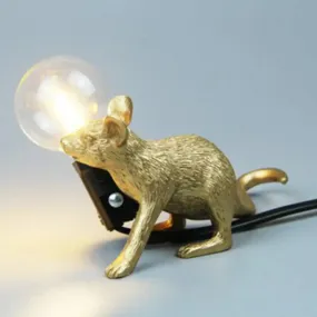 Bare Bulb Table Light: Resin 1-Light Mouse Base Night Lamp for Bedroom Decor