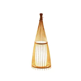 Black/Beige Fish Shaped Floor Lamp: Asia Single-Bulb Bamboo Stand for Living Room, 12"/15" W