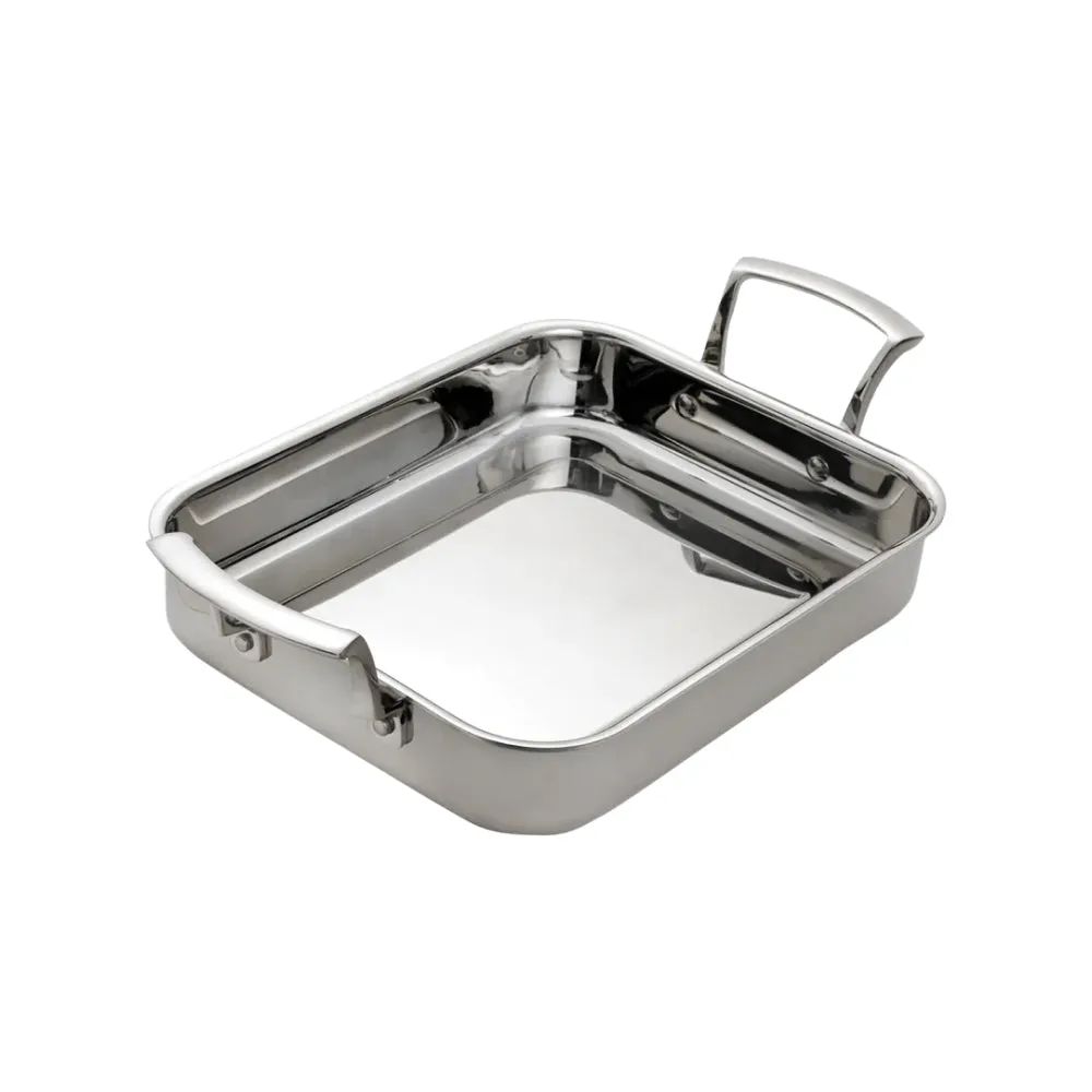 Browne 3 Qt. Thermalloy Tri-Ply Stainless Steel Rectangular Roast Pan with 2 Handles - 5724175