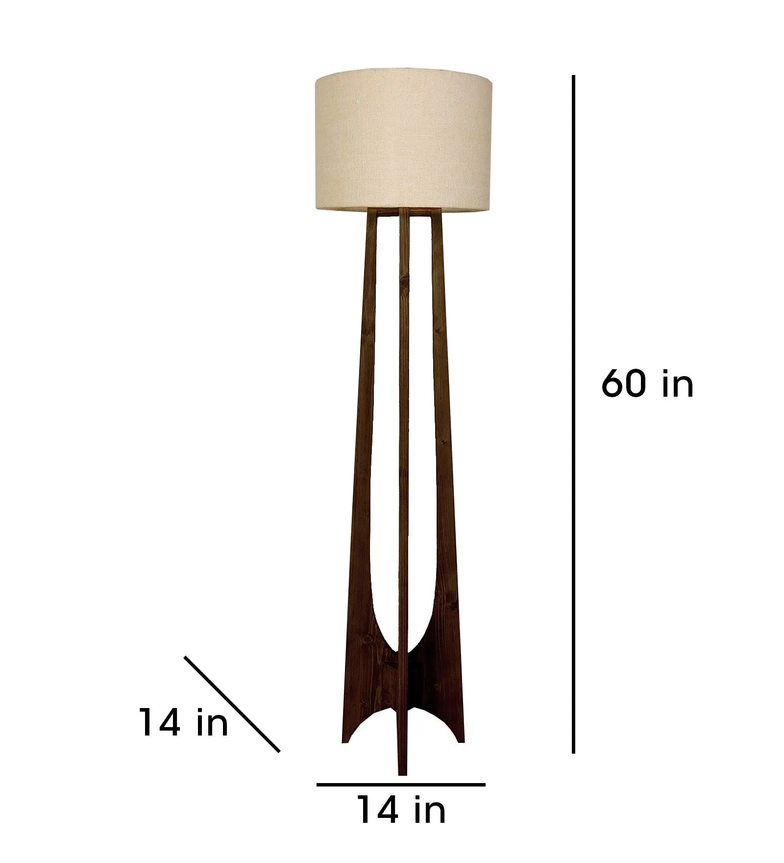 Camille Wooden Floor Lamp with Brown Base and Jute Fabric Lampshade