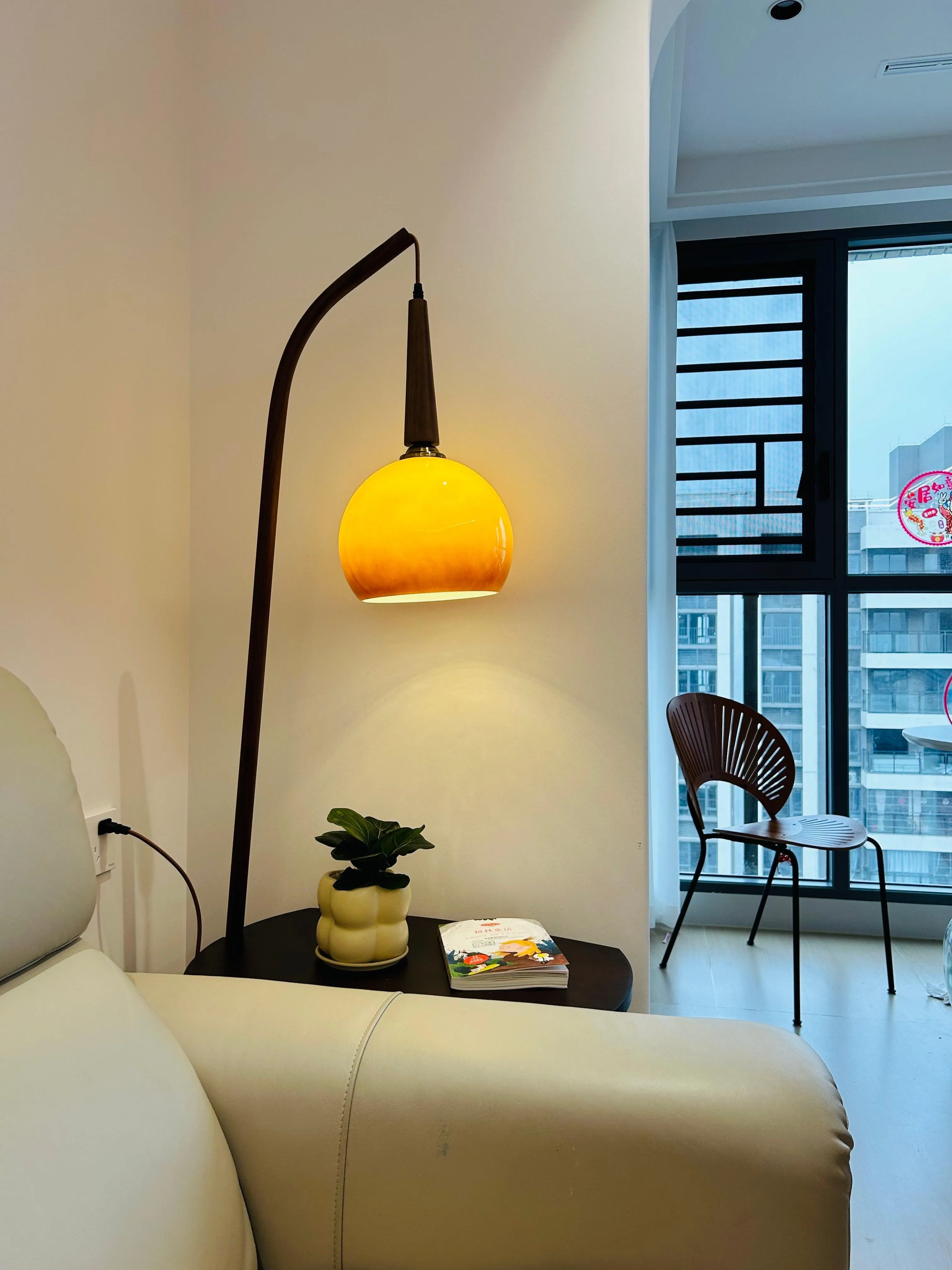 Cantilever Wood Accent Floor Lamp