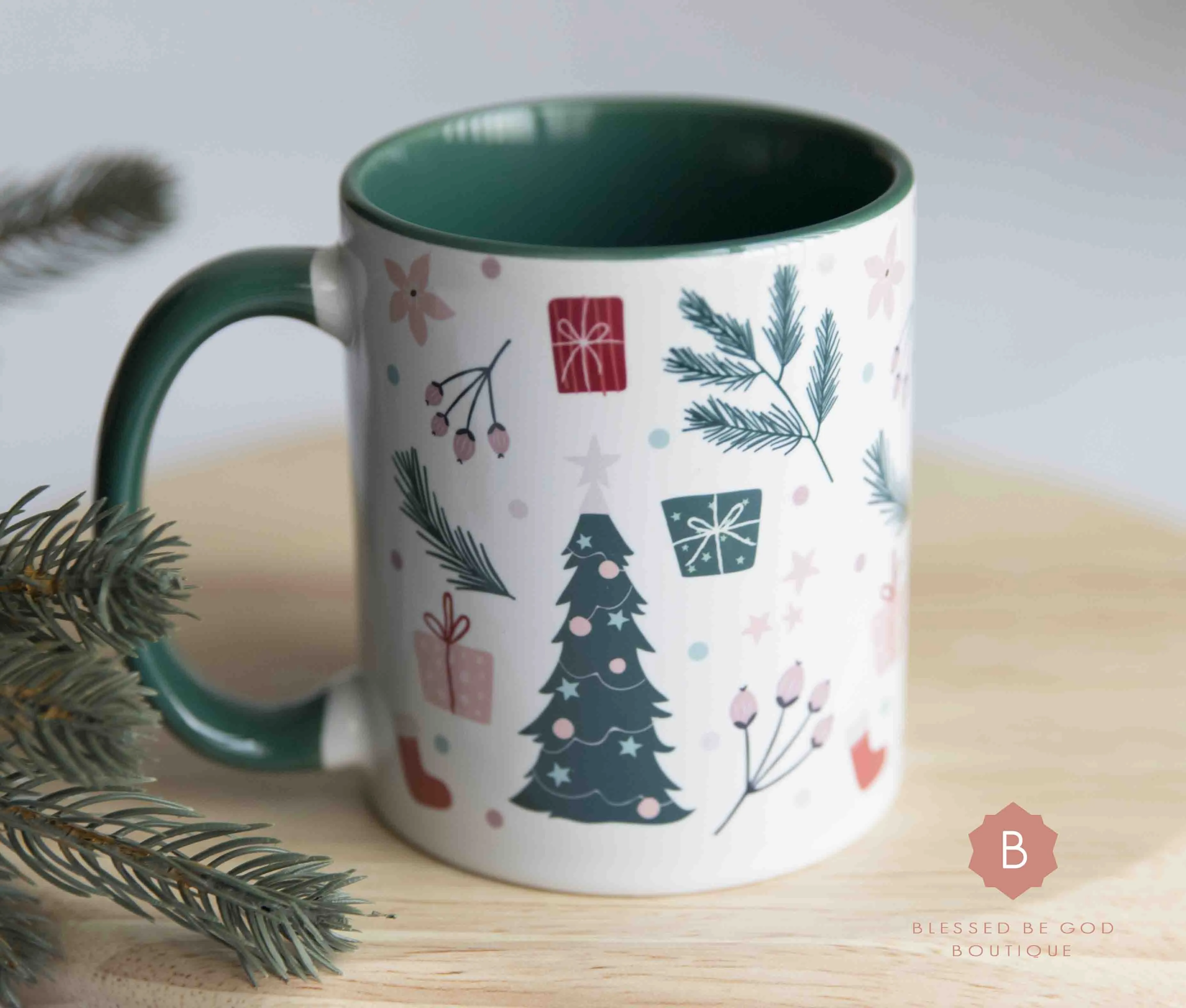 Catholic Christmas Mug, green