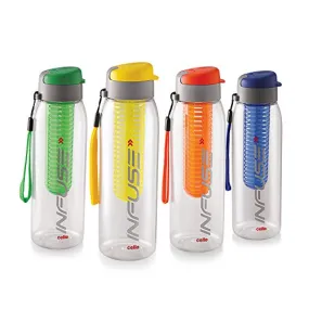 Cello Infuse Plastic Water Bottle Set, 800ml, Set of 4, Assorted