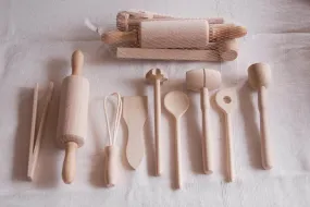 Children Cookery Set 9 Piece Beechwood Play Kitchen