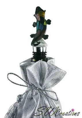 Colorful Gecko Glass Wine Stopper