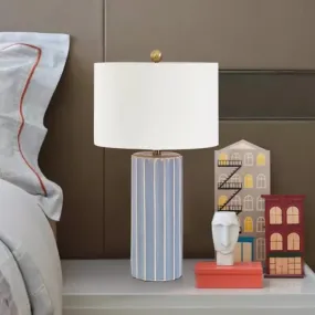 Contemporary Fabric Shade Nightstand Lamp in White for Task Lighting