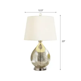 Contemporary Single-Bulb Fabric Empire Shade Table Light for Living Room