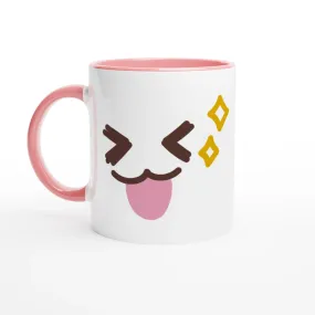 Cute Pink Ceramic Mug with Silly & Kissing Face