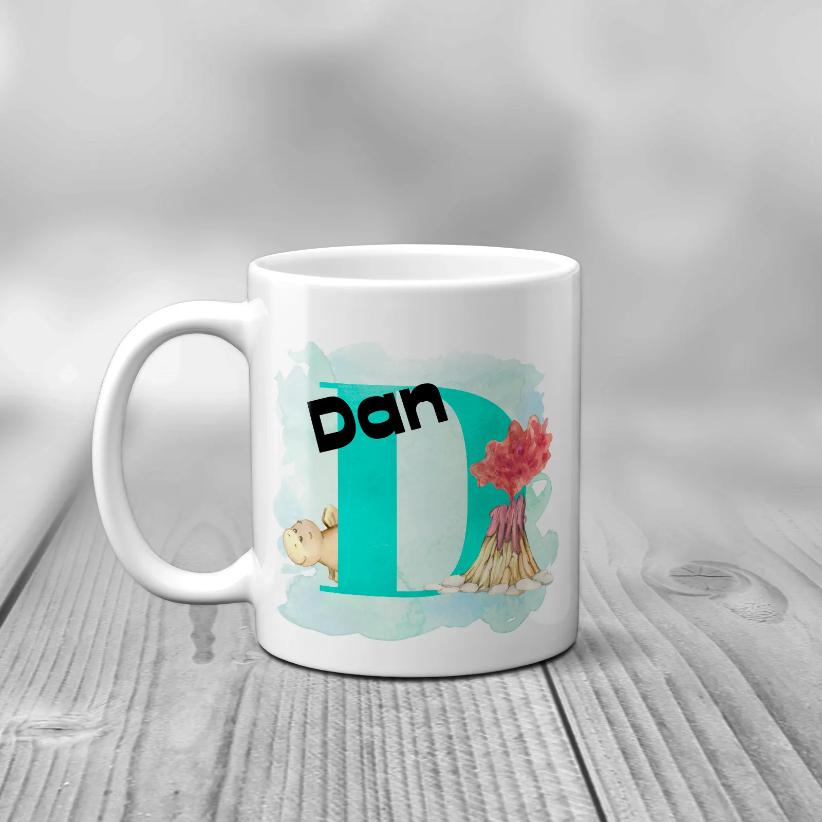 Dino Alphabet Watercolour Mug