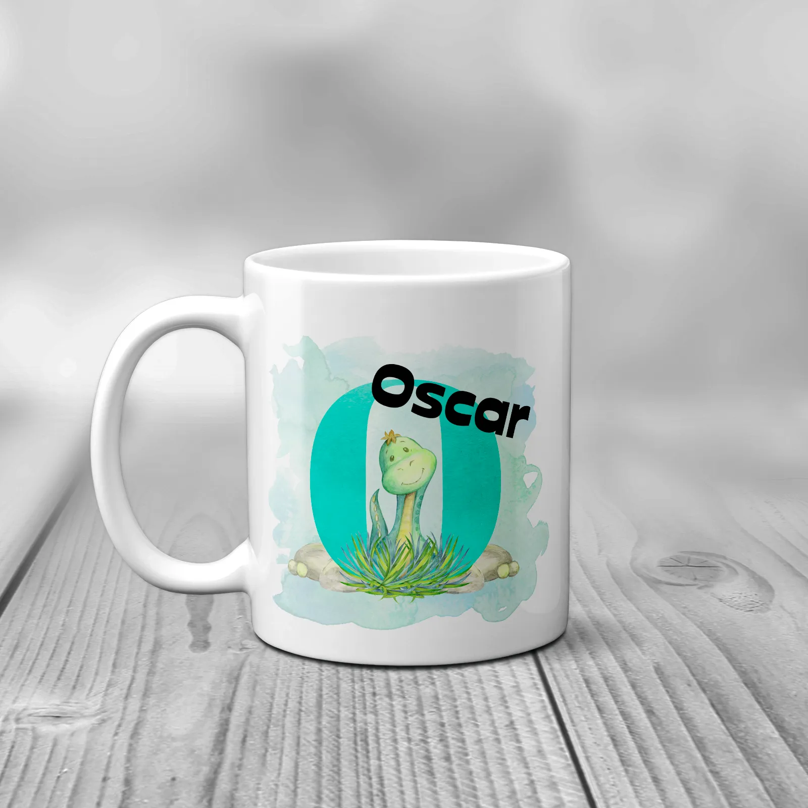 Dino Alphabet Watercolour Mug