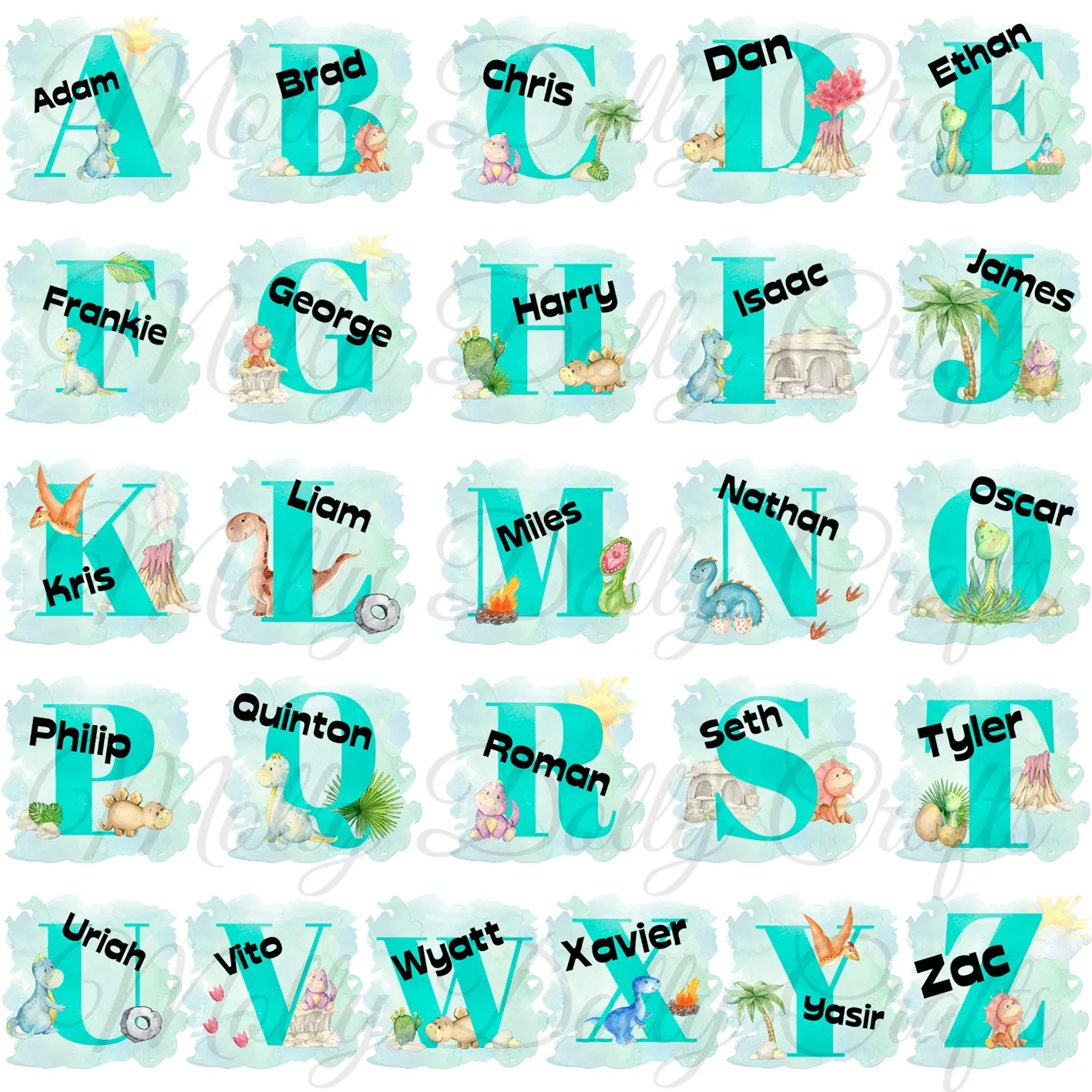 Dino Alphabet Watercolour Mug