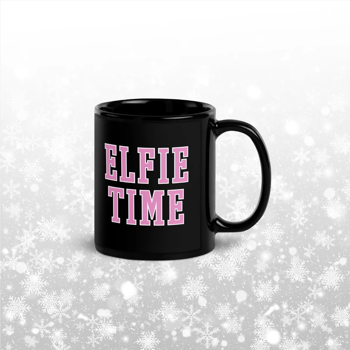 Elfie Time Black Glossy Mug