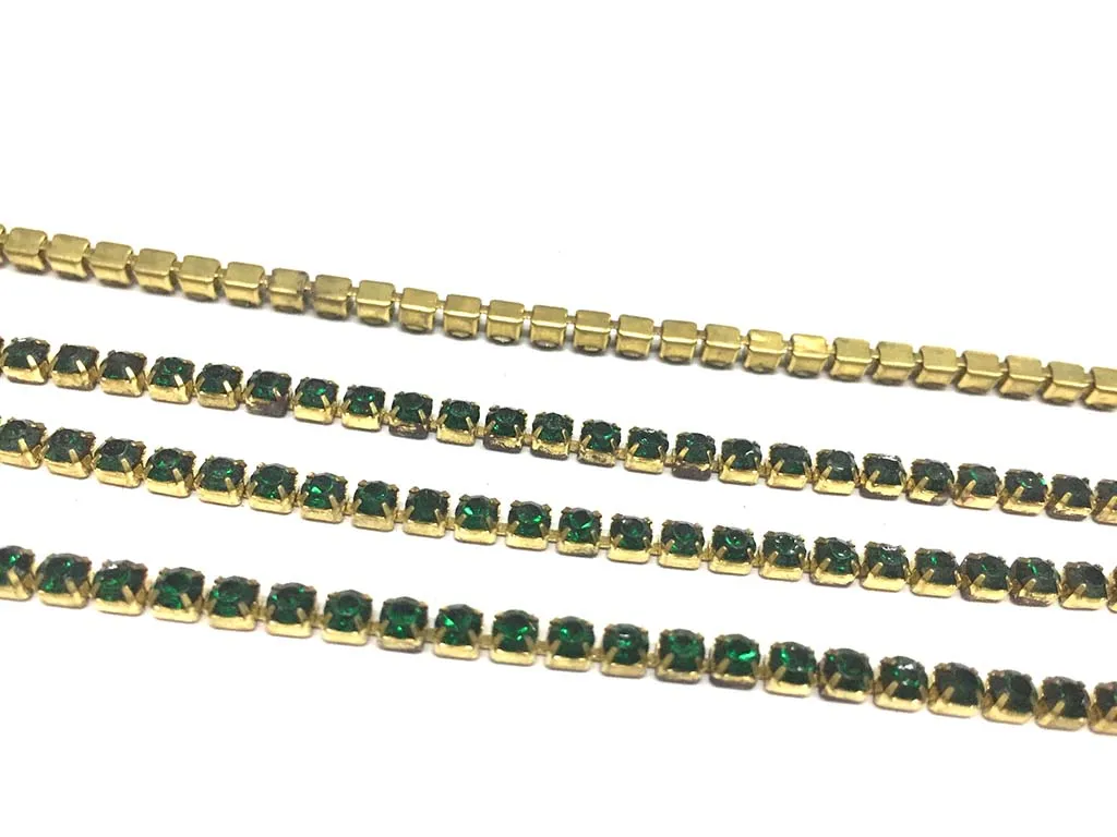 Emerald Green Stone Cup Chain- 12ss