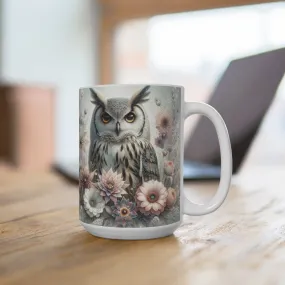 Enchanted Forest Owl Mug - Whimsical Owl and Flowers Coffee Cup, Magical Fantasy Kitchen Decor, Unique Gift for Owl Lovers, Unique Gift Idea, Mug 15oz