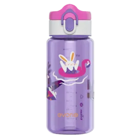 Evorie Tritan Kids Drinking Spout Water Bottle 380mL, Purple Bunny