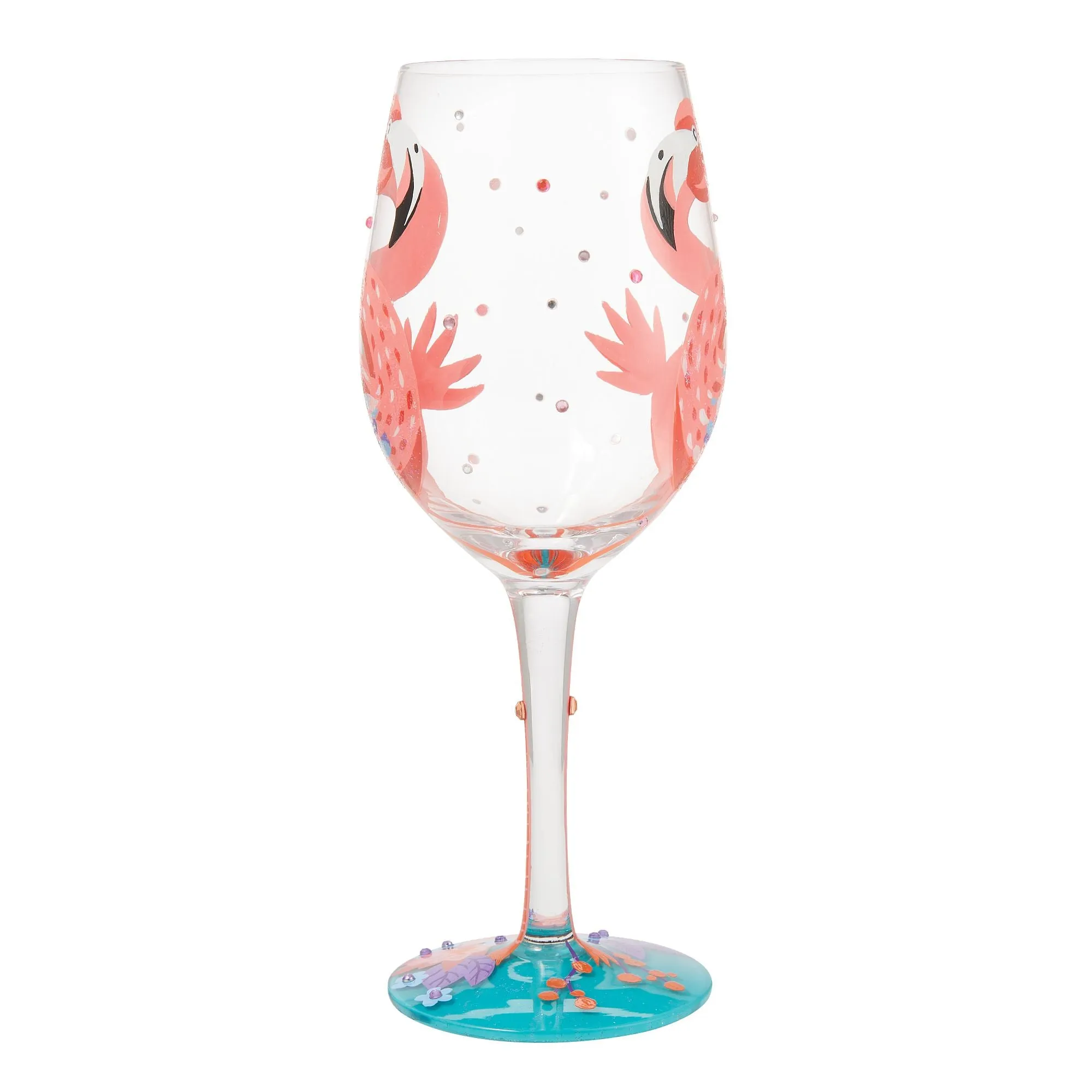 Fabulous Flamingos Painted Wine Glass