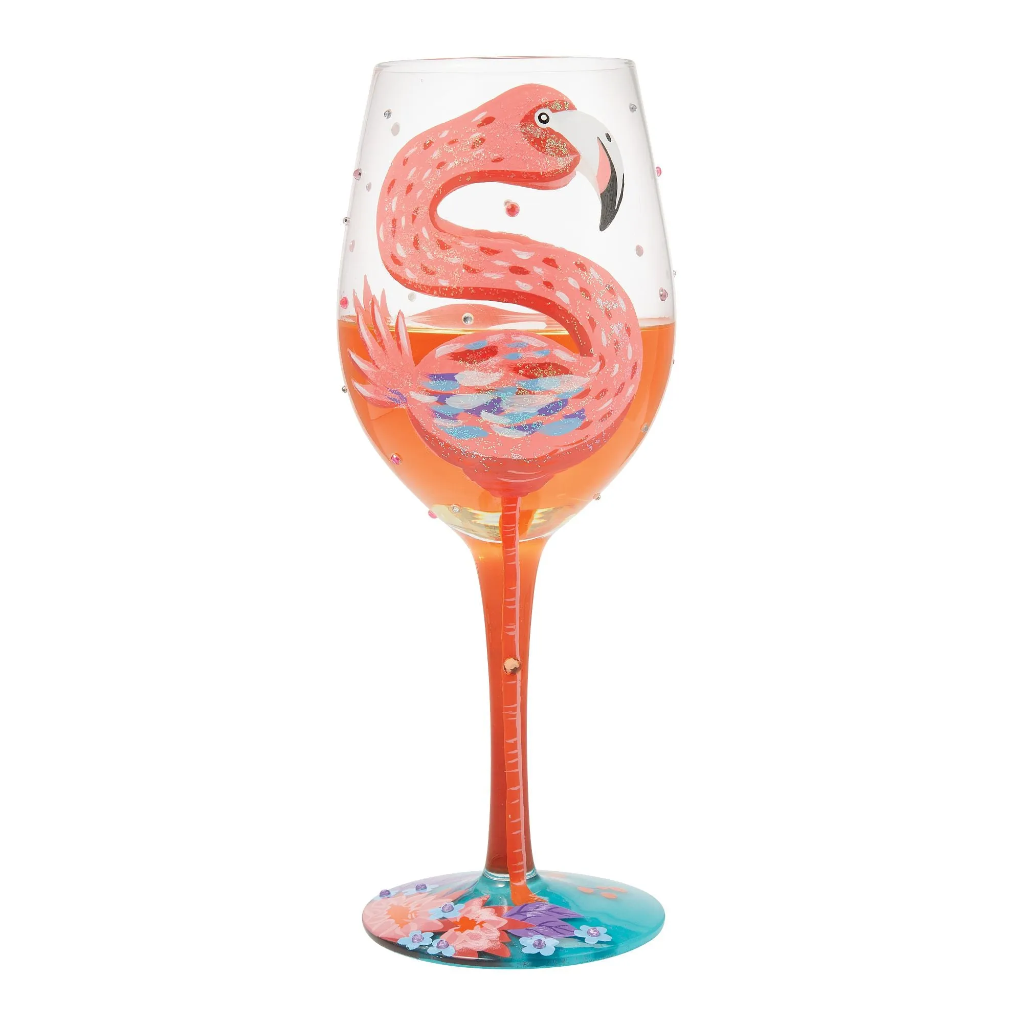 Fabulous Flamingos Painted Wine Glass