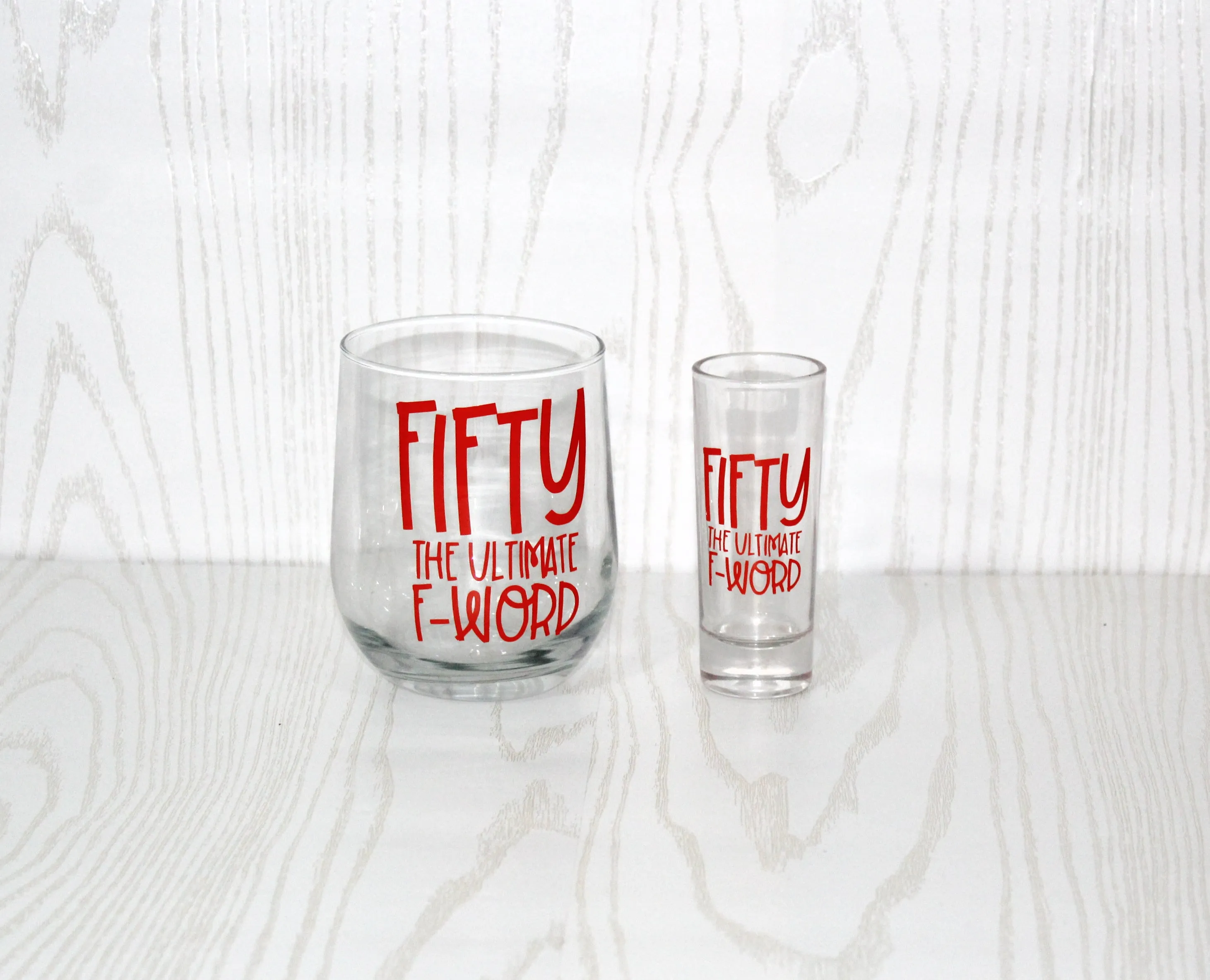 Fifty the Ultimate F-Word - 50th Birthday Gift - Fifty and Fab - Fifty Birthday Wine Glass