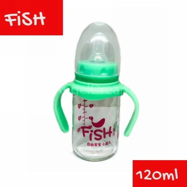 FISH WIDE CALIBER DOUBLE HANDLE ANTI FALL BOTTLE 120ML B8201