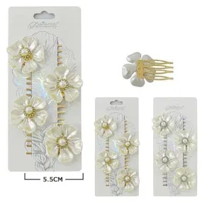 Flower Pearl 4PC Hair Comb 50035GS (12 units)