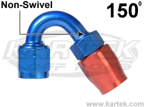 Fragola AN -4 Red And Blue Anodized Aluminum Series 3000 Cutter Style 150 Degree Bent Tube Hose Ends