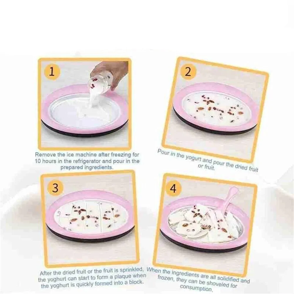 Fried Ice Cream Maker Pan - Household Cat-Shape Fried Yogurt Machine Plate with 2 Spatulas