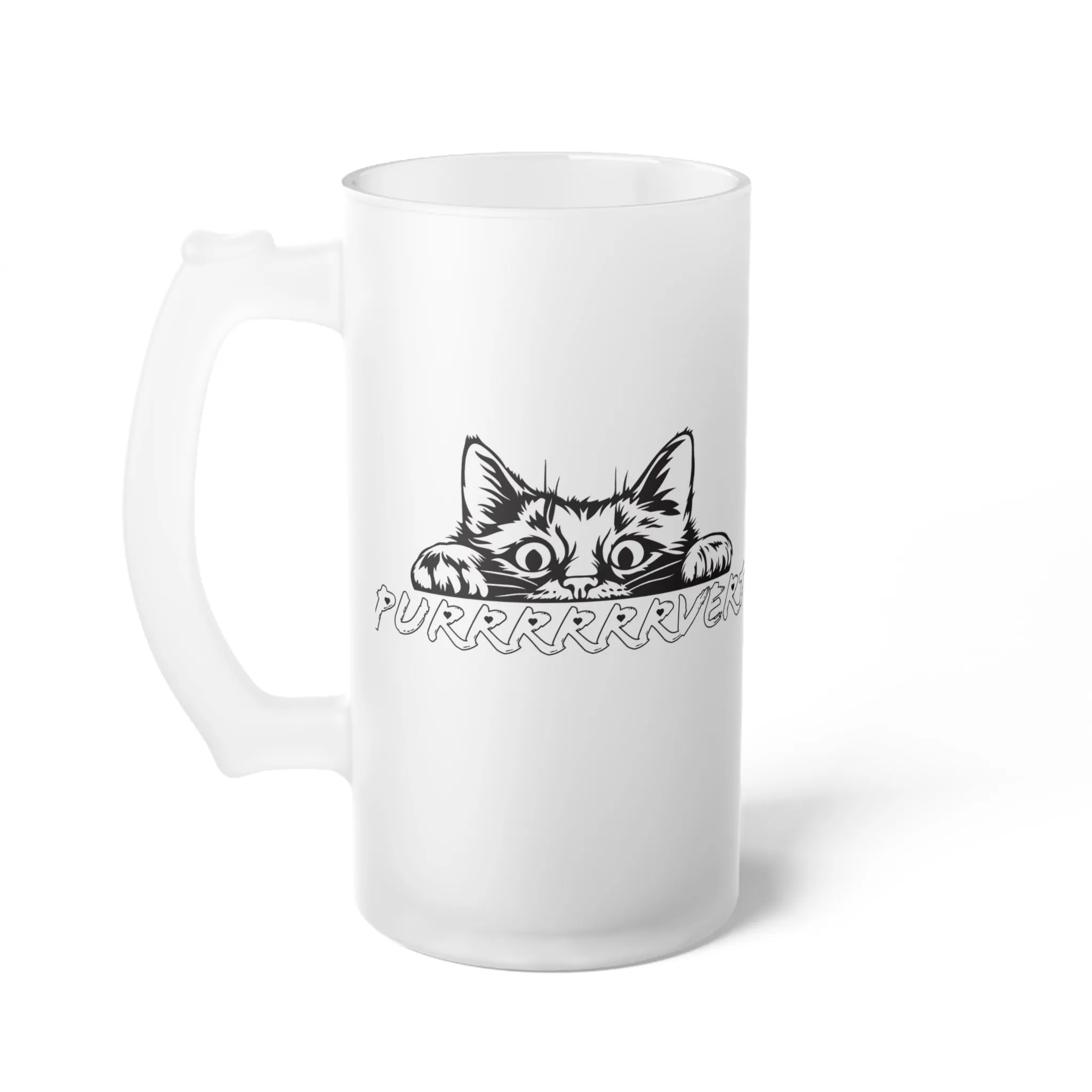 Frosted Glass Cat Beer Mug