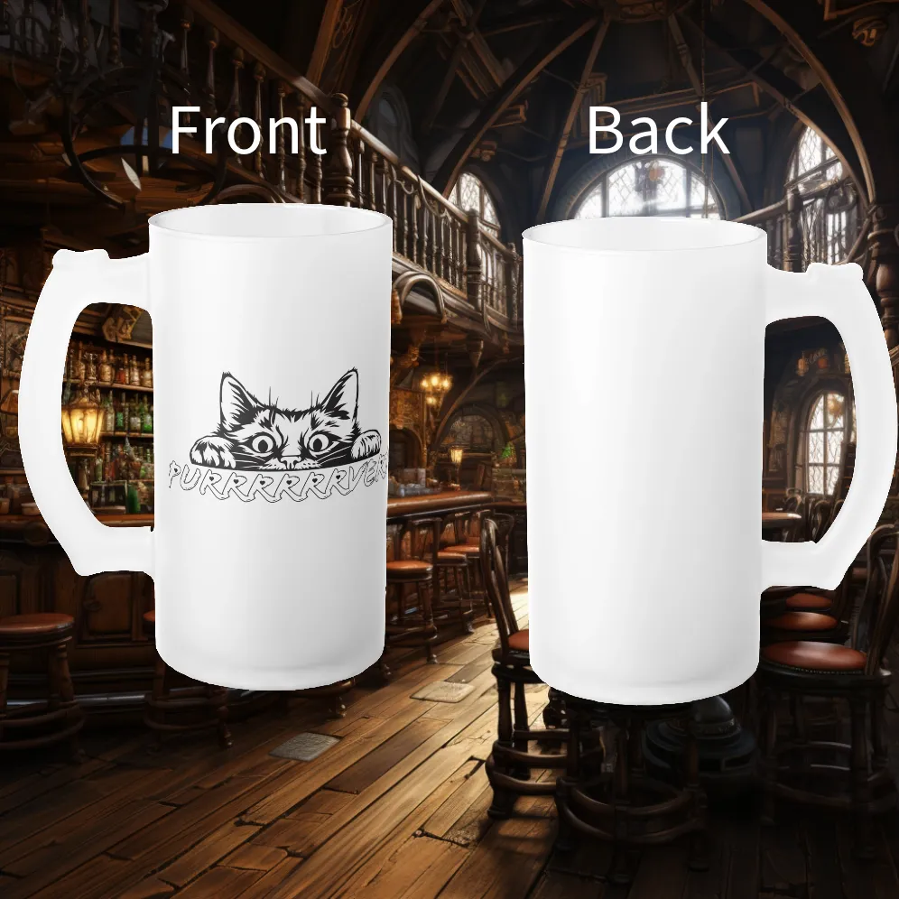 Frosted Glass Cat Beer Mug