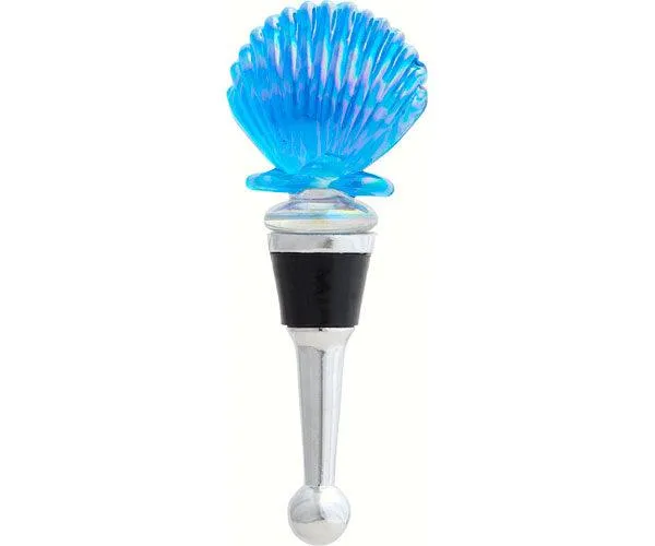 Glass Bottle Stopper Shell Blue