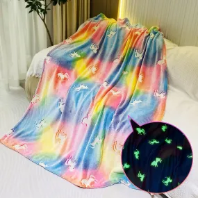 Glow In The Dark Throw Blanket, Blanket For Girls, Luminous Kids Blanket, Soft Blankets For 3,4,5,6,7,8,9,10 Year Old Girl Birthday Christmas Thanksgiving Gifts