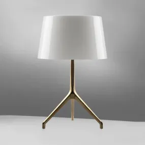 Gold Metal Tripod Nightstand Lamp with Barrel Shade for Bedroom, Simple & Elegant Design