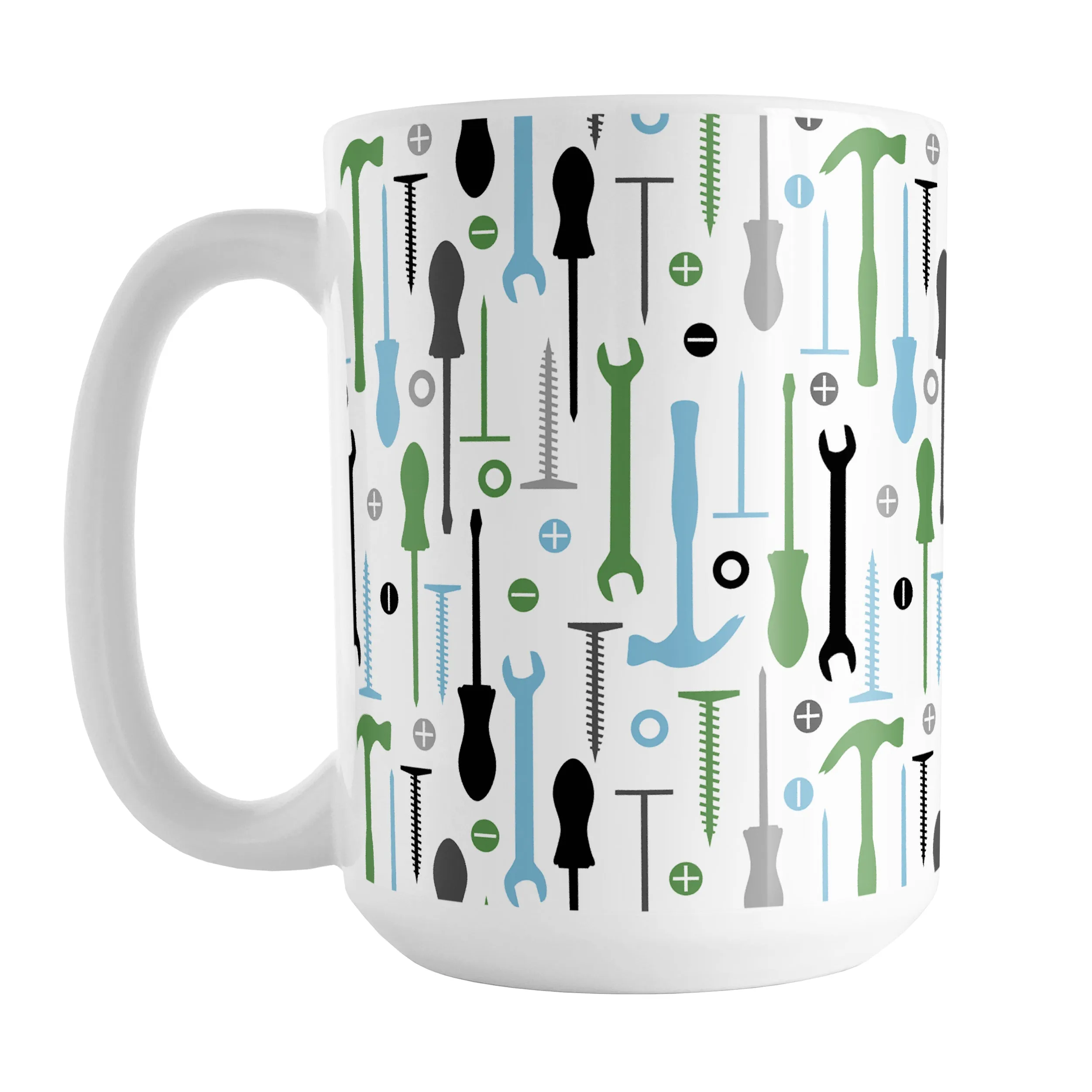 Green Blue Tools Pattern Mug