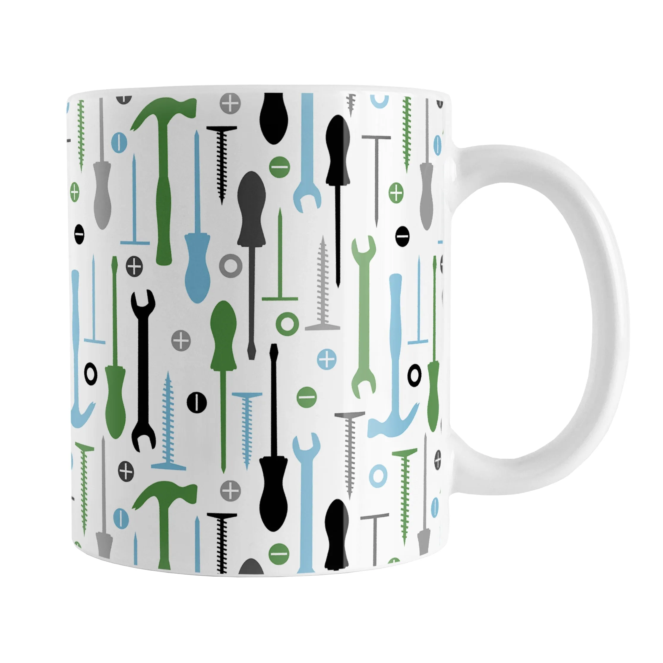 Green Blue Tools Pattern Mug