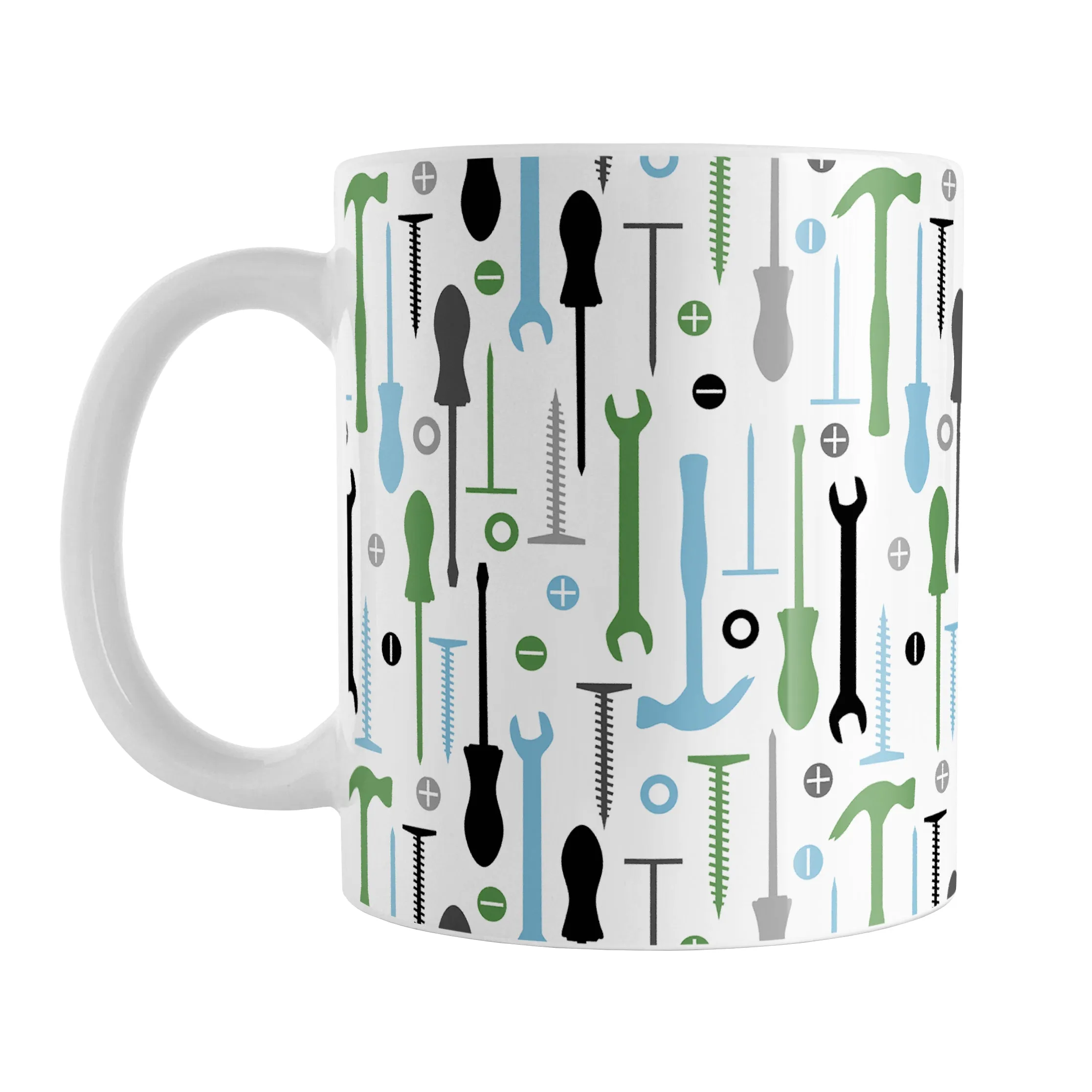 Green Blue Tools Pattern Mug