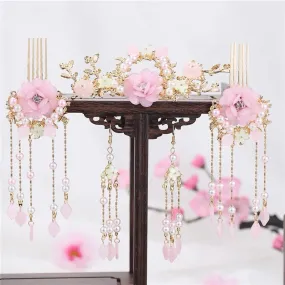 Hair Accessories Set: Pink Blooms