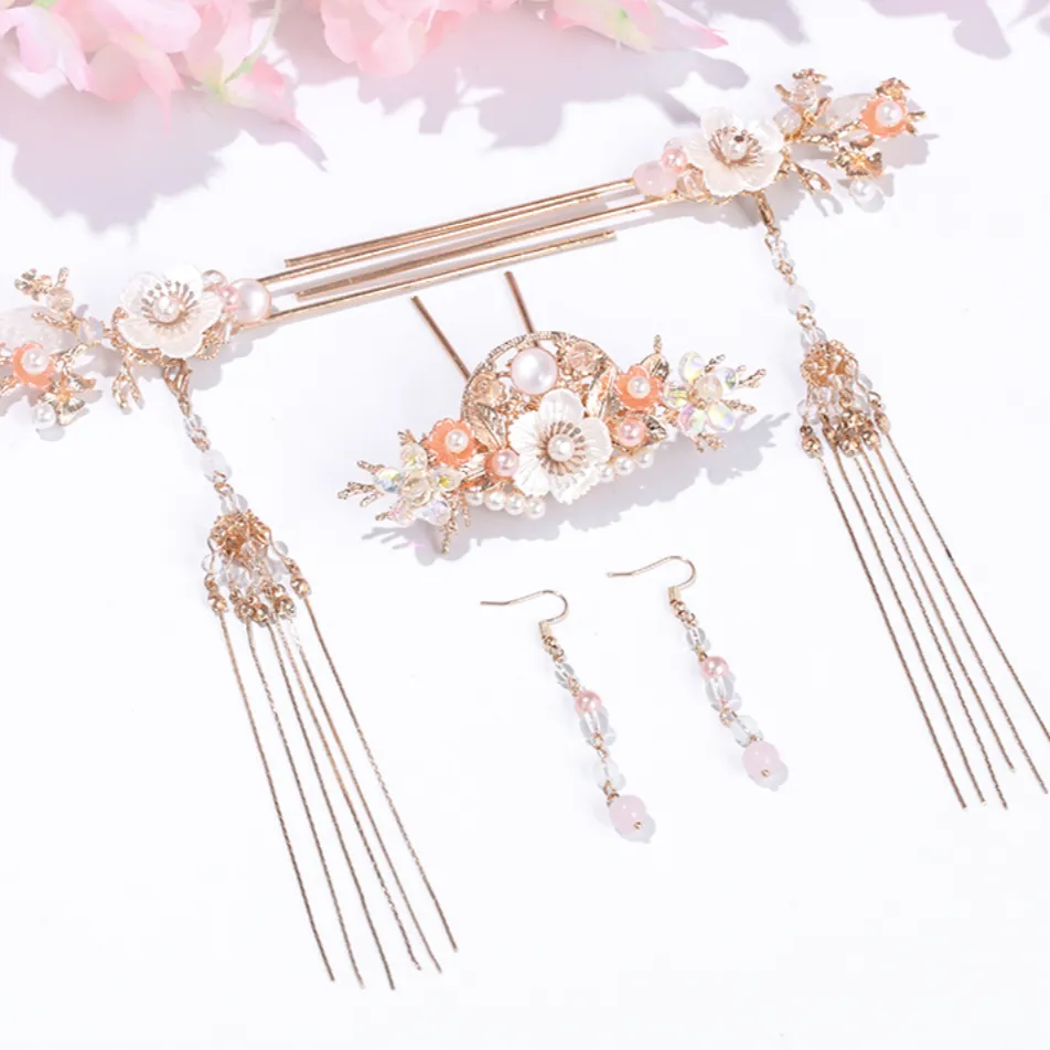 Hair Accessories Set: Pink Blossoms