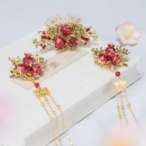 Hair Accessories Set: Pomegranate