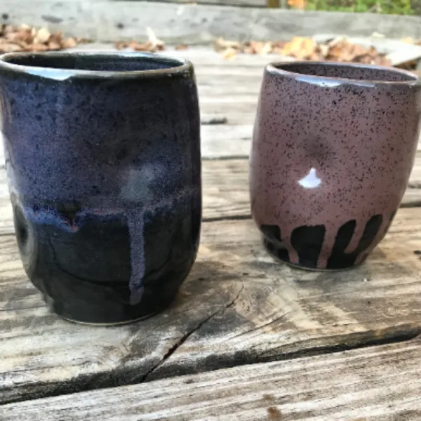 Handmade Stemless Wine Glasses (Purple)