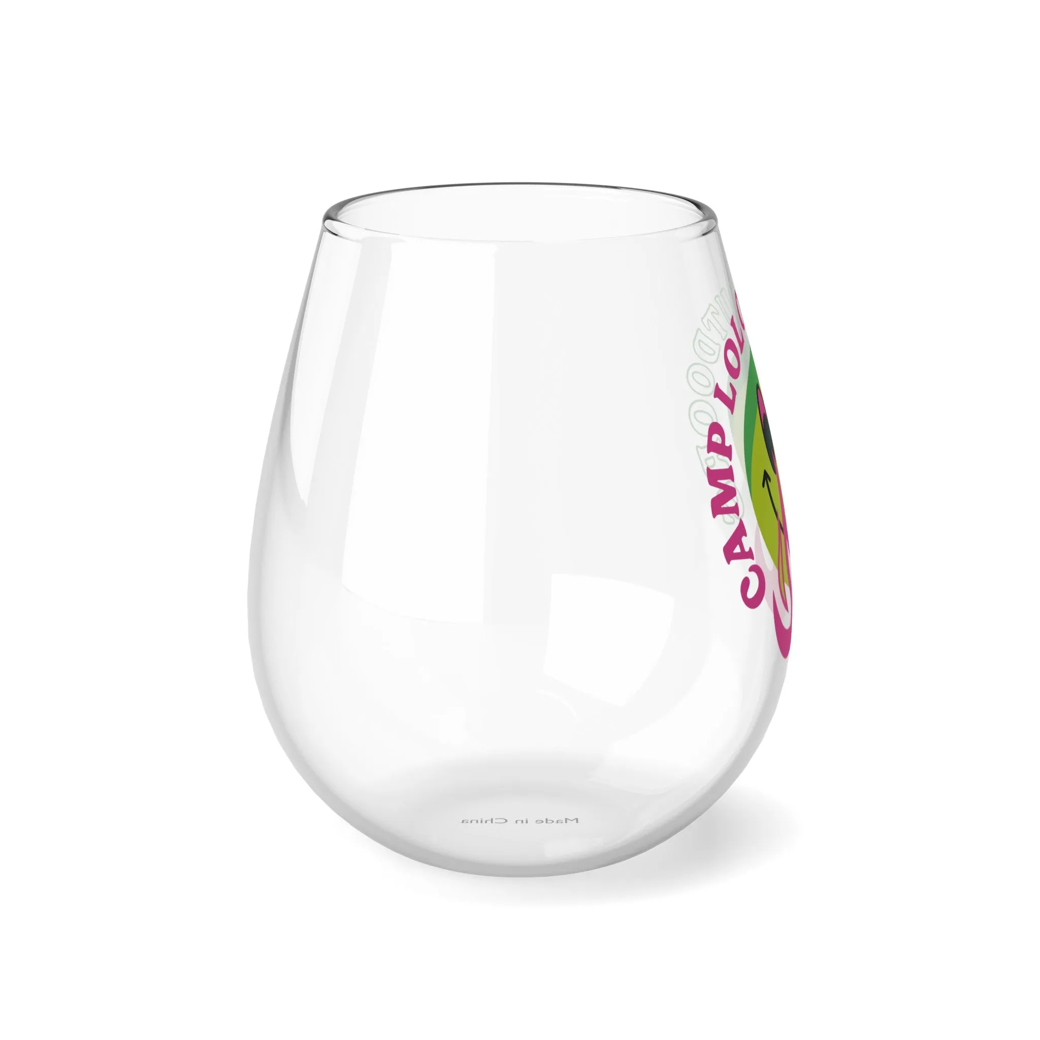 Happy Camper Stemless Wine Glass, 11.75oz