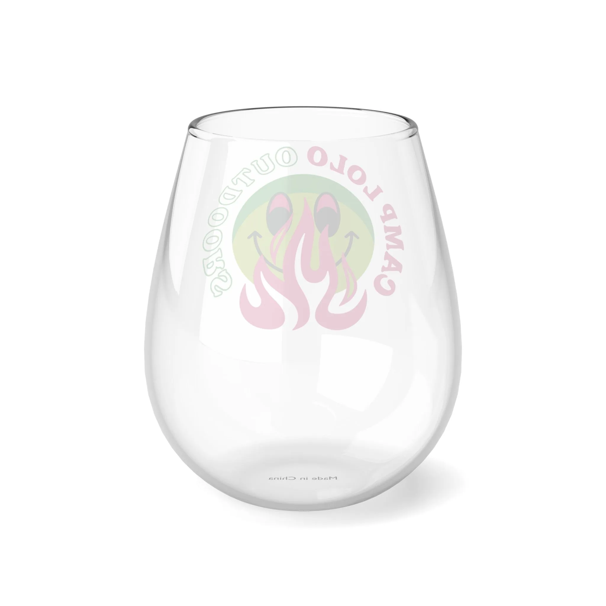 Happy Camper Stemless Wine Glass, 11.75oz