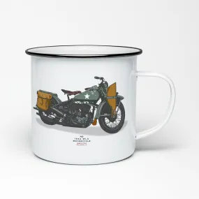 HD 1942 WLA MOTORCYCLE ENAMEL MUG